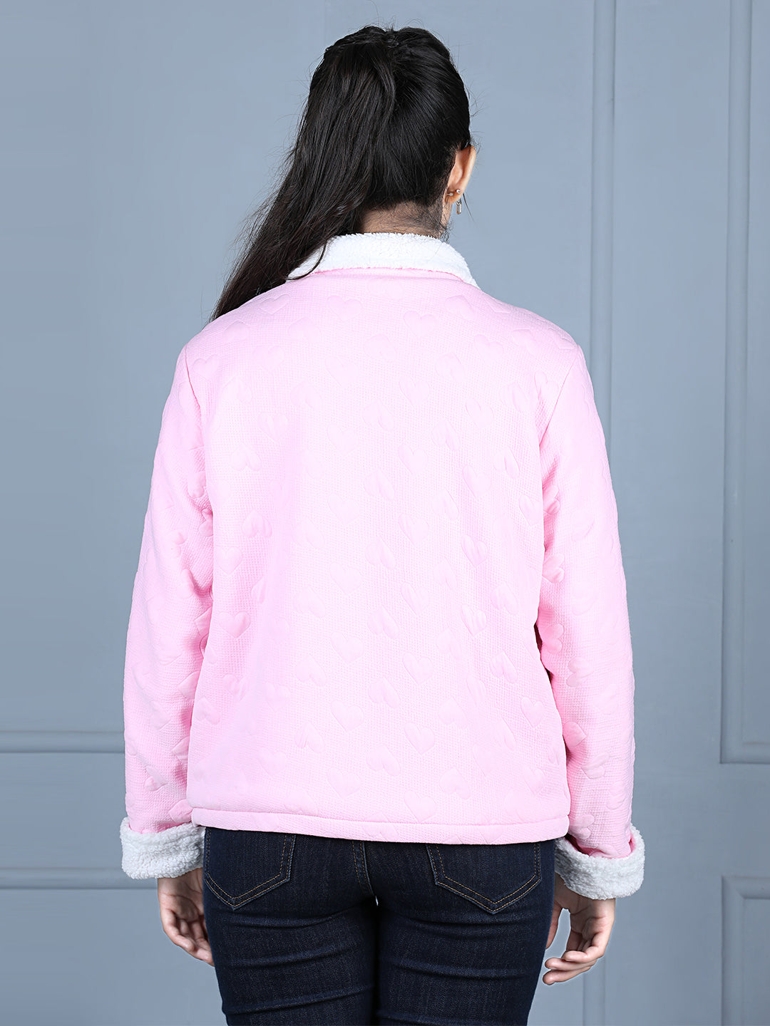 StyleStone Girls Pink & White Reversible Fleece Jacket