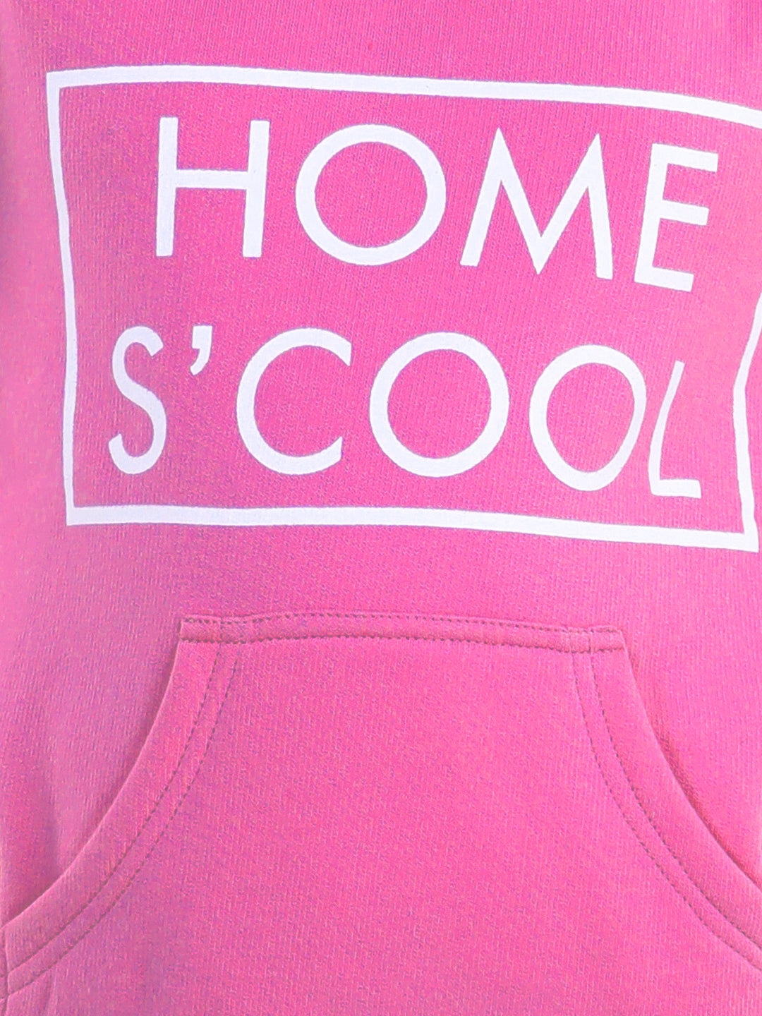 StyleStone Girls Dark Pink Home S'Cool Printed Hooded Track Suit Set